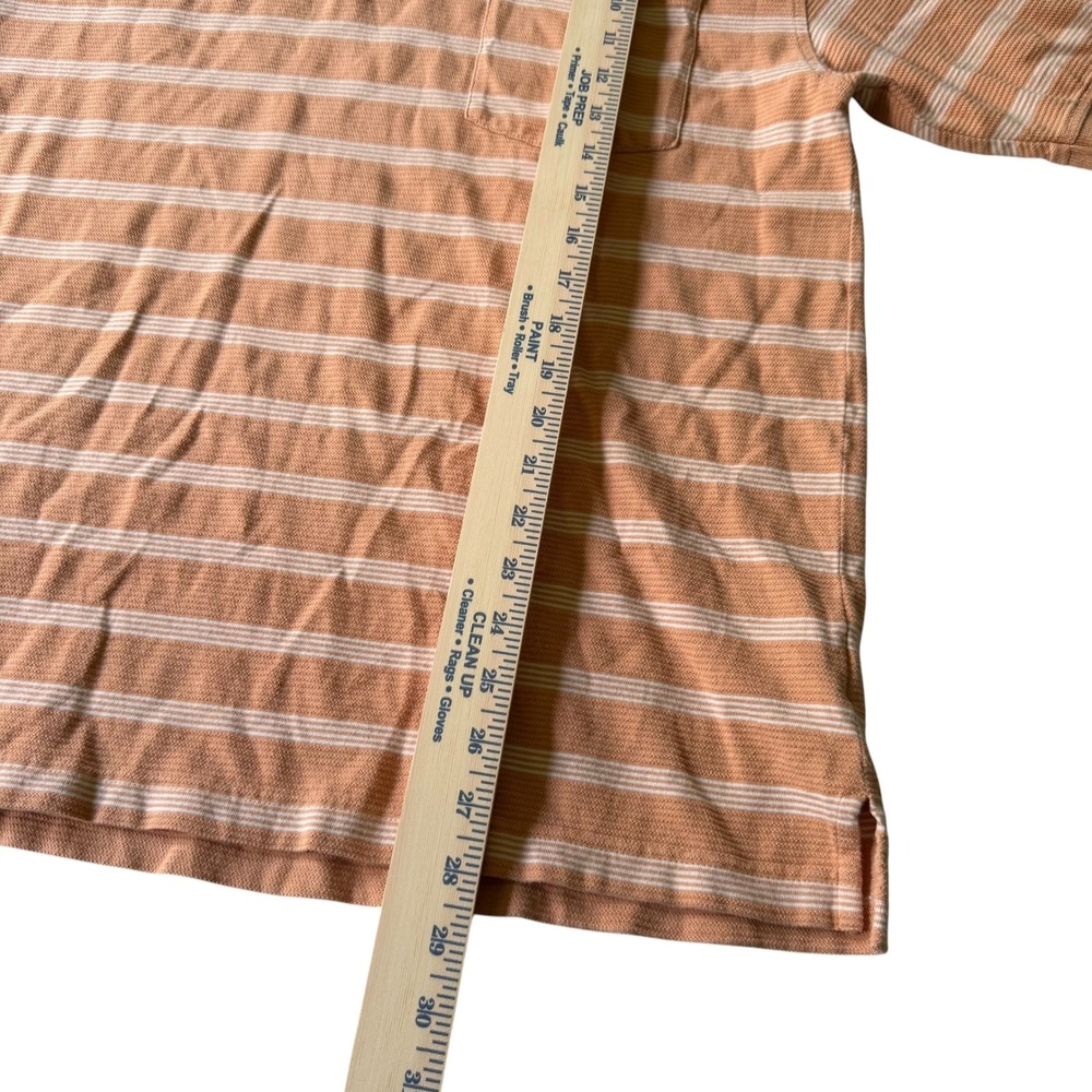 St Johns Bay Mens Large Orange Striped Short Sleeve L Cotton Polo Shirt Pocket - Picture 7 of 7